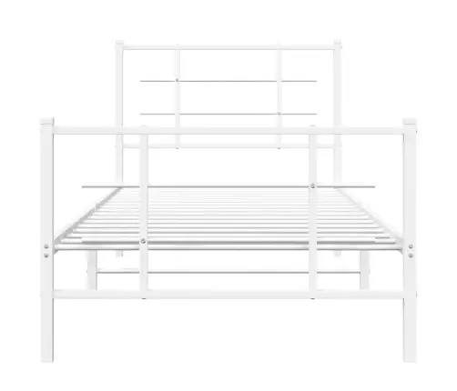Gultas Rāmis Ar Galvgali Un Kājgali, Balts Metāls, 90X200 Cm Vidaxl