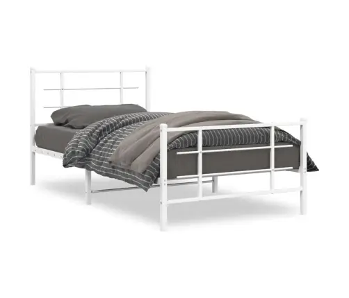 Gultas Rāmis Ar Galvgali Un Kājgali, Balts Metāls, 107X203 Cm Vidaxl