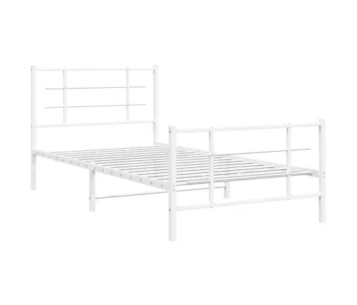 Gultas Rāmis Ar Galvgali Un Kājgali, Balts Metāls, 107X203 Cm Vidaxl