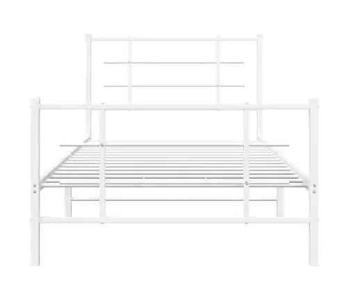 Gultas Rāmis Ar Galvgali Un Kājgali, Balts Metāls, 107X203 Cm Vidaxl