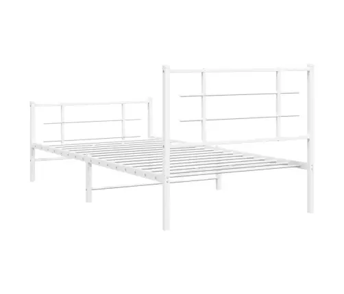 Gultas Rāmis Ar Galvgali Un Kājgali, Balts Metāls, 107X203 Cm Vidaxl