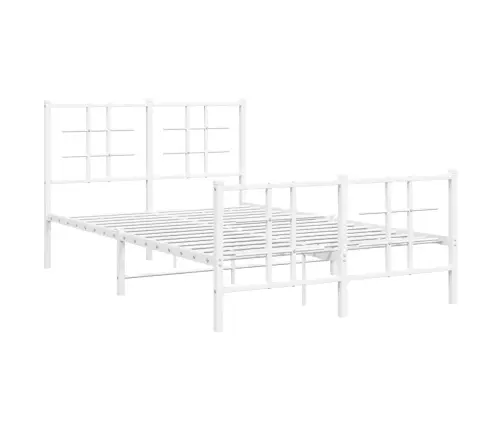 Gultas Rāmis Ar Galvgali Un Kājgali, Balts Metāls, 120X200 Cm Vidaxl