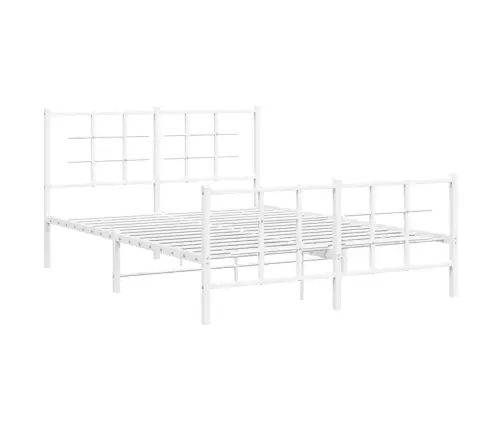 Gultas Rāmis Ar Galvgali Un Kājgali, Balts Metāls, 135X290 Cm Vidaxl