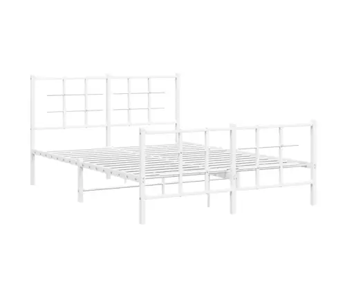 Gultas Rāmis Ar Galvgali Un Kājgali, Balts Metāls, 140X190 Cm Vidaxl