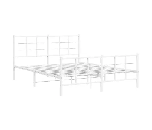 Metallist Voodiraam Peatsi Ja Jalutsiga, Valge, 150 X 200 Cm