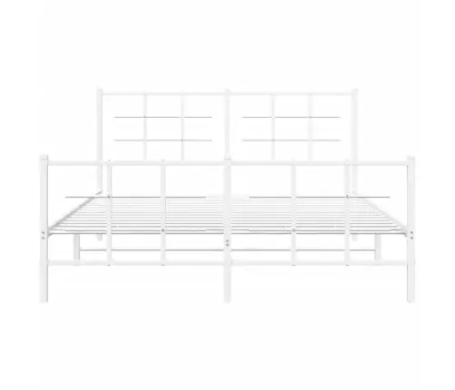 Metallist Voodiraam Peatsi Ja Jalutsiga, Valge, 150 X 200 Cm