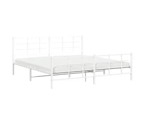 Gultas Rāmis Ar Galvgali Un Kājgali, Balts Metāls, 200X200 Cm Vidaxl