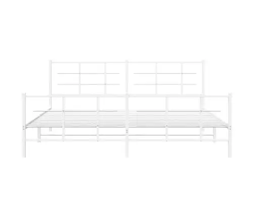 Gultas Rāmis Ar Galvgali Un Kājgali, Balts Metāls, 200X200 Cm Vidaxl