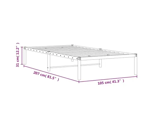 Metallist Voodiraam, Must, 100X200 Cm