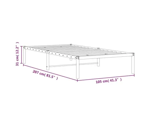 Metallist Voodiraam, Valge, 100 X 200 Cm