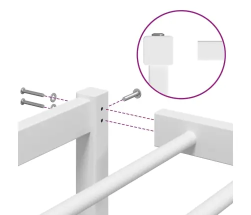 Metallist Voodiraam, Valge, 135X190 Cm