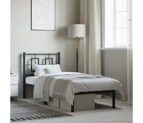 Metalinis Lovos Rėmas Su Galvūgaliu, Juodos Spalvos, 75X190Cm