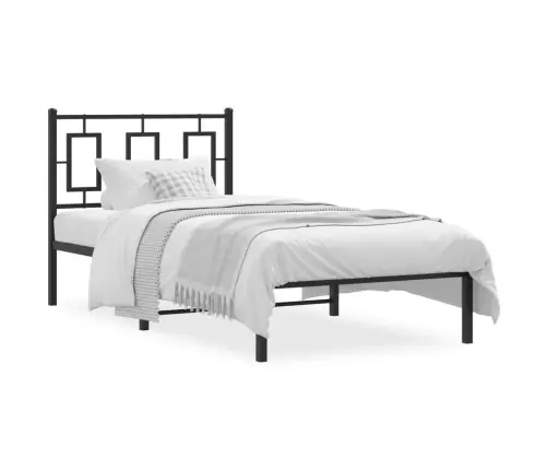 Metalinis Lovos Rėmas Su Galvūgaliu, Juodos Spalvos, 90X190Cm