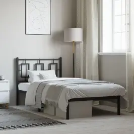 Metalinis Lovos Rėmas Su Galvūgaliu, Juodos Spalvos, 90X190Cm