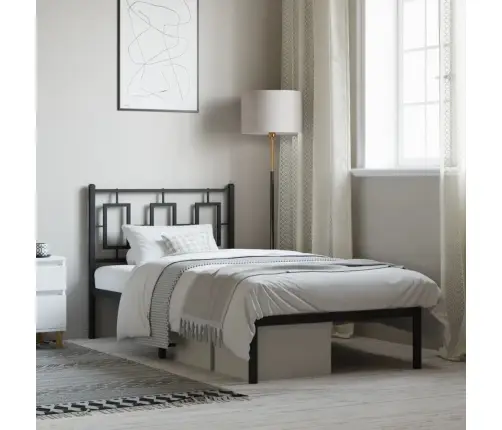 Metalinis Lovos Rėmas Su Galvūgaliu, Juodos Spalvos, 90X200Cm