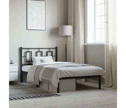 Gultas Rāmis Ar Galvgali, Melns Metāls, 100X190 Cm Vidaxl