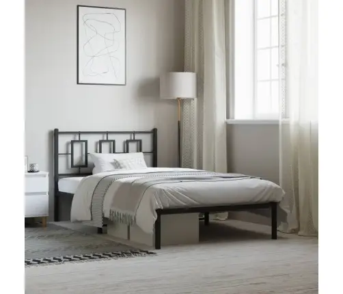 Gultas Rāmis Ar Galvgali, Melns Metāls, 107X203 Cm Vidaxl