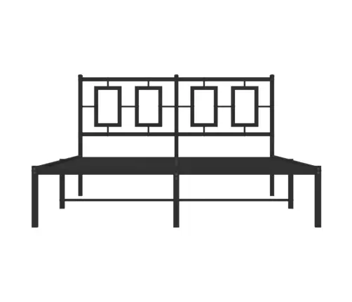 Gultas Rāmis Ar Galvgali, Melns Metāls, 135X190 Cm Vidaxl