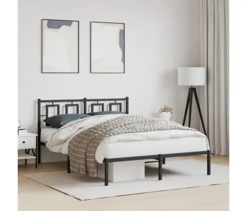 Metallist Voodiraam Peatsiga, Must, 140X190 Cm