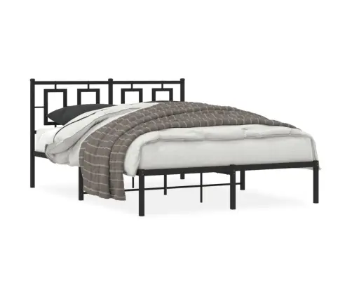 Gultas Rāmis Ar Galvgali, Melns Metāls, 140X200 Cm Vidaxl