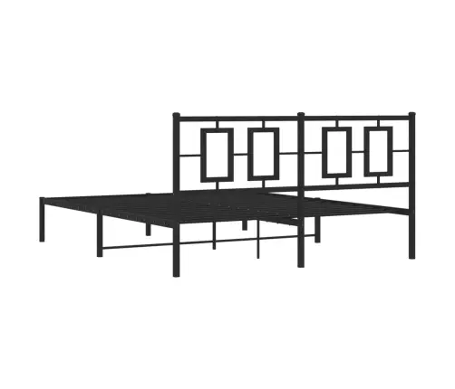 Gultas Rāmis Ar Galvgali, Melns Metāls, 150X200 Cm Vidaxl