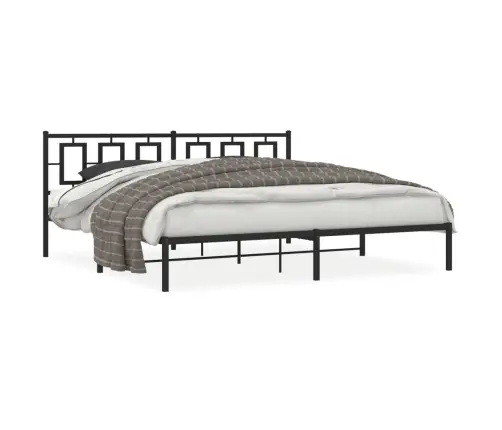 Gultas Rāmis Ar Galvgali, Melns Metāls, 200X200 Cm Vidaxl