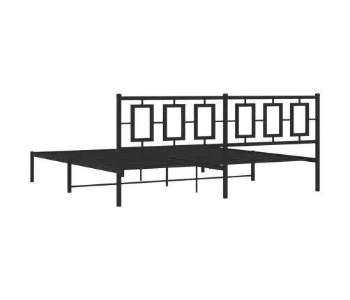 Gultas Rāmis Ar Galvgali, Melns Metāls, 200X200 Cm Vidaxl