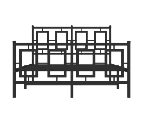 Gultas Rāmis Ar Galvgali Un Kājgali, Melns Metāls, 120X190 Cm Vidaxl