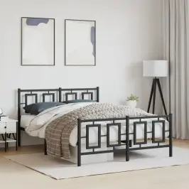 Metallist Voodiraam Peatsi Ja Jalutsiga, Must, 135 X 190 Cm