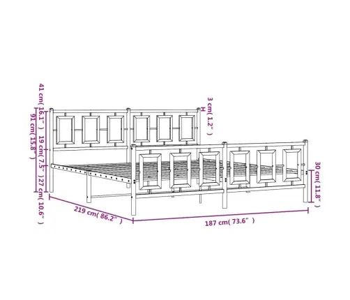Lovos Rėmas Su Galvūgaliu/Kojūgaliu, Juodas, 183X213cm Metalas