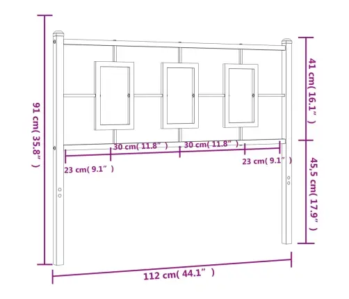 Gultas Galvgalis, Metāls, Melns, 107 Cm Vidaxl