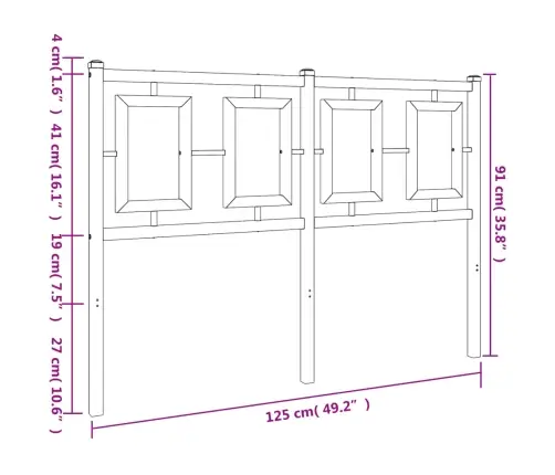 Gultas Galvgalis, Metāls, Melns, 120 Cm Vidaxl