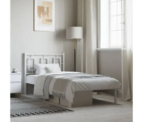 Metalinis Lovos Rėmas Su Galvūgaliu, Baltos Spalvos, 90X200Cm