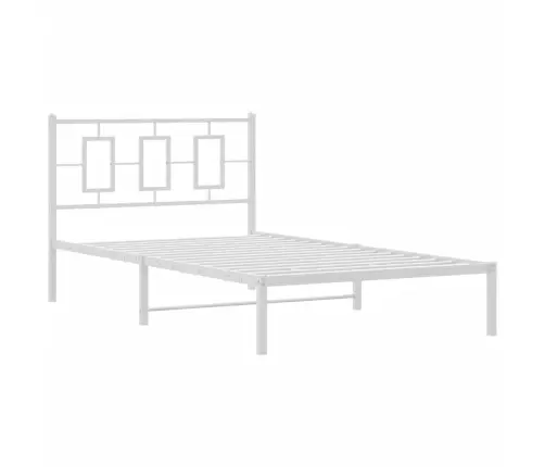 Gultas Rāmis Ar Galvgali, Balts Metāls, 107X203 Cm Vidaxl