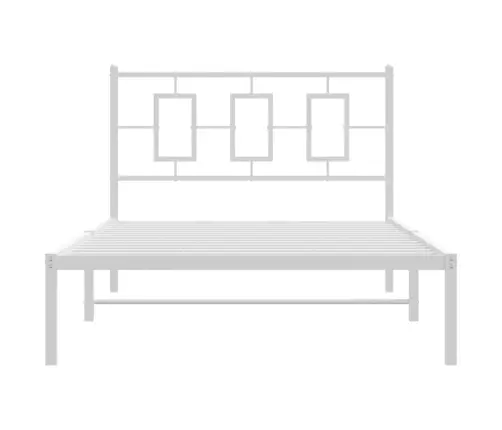 Gultas Rāmis Ar Galvgali, Balts Metāls, 107X203 Cm Vidaxl