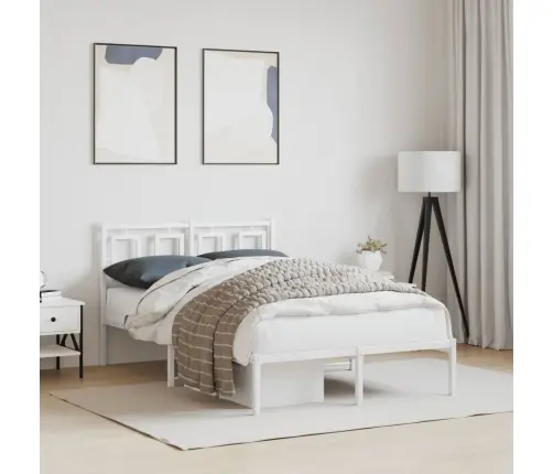 Gultas Rāmis Ar Galvgali, Balts Metāls, 120X190 Cm Vidaxl