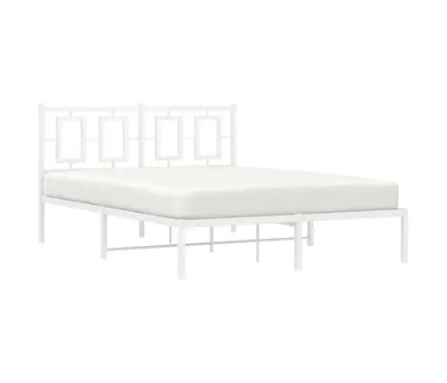 Gultas Rāmis Ar Galvgali, Balts Metāls, 135X190 Cm Vidaxl