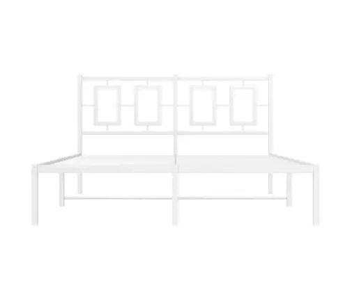 Gultas Rāmis Ar Galvgali, Balts Metāls, 135X190 Cm Vidaxl