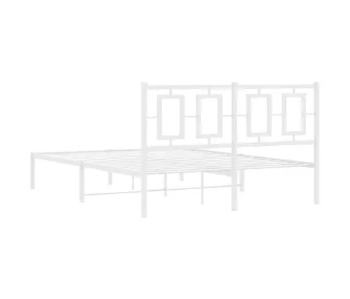 Gultas Rāmis Ar Galvgali, Balts Metāls, 135X190 Cm Vidaxl