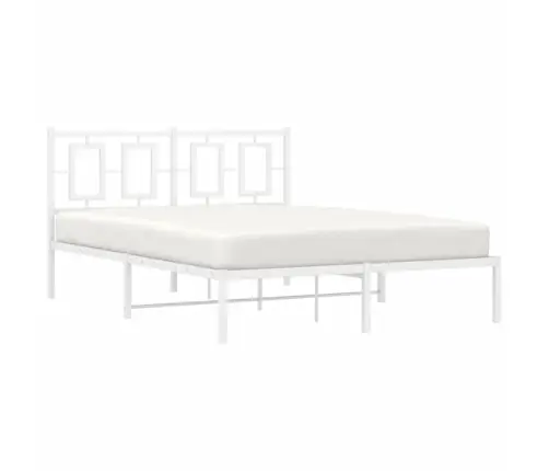 Gultas Rāmis Ar Galvgali, Balts Metāls, 140X190 Cm Vidaxl