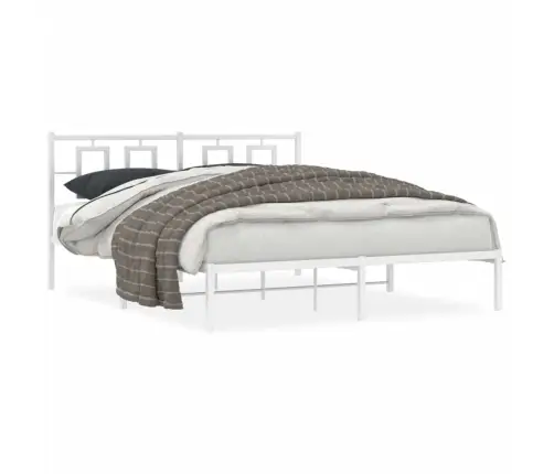 Gultas Rāmis Ar Galvgali, Balts Metāls, 150X200 Cm Vidaxl