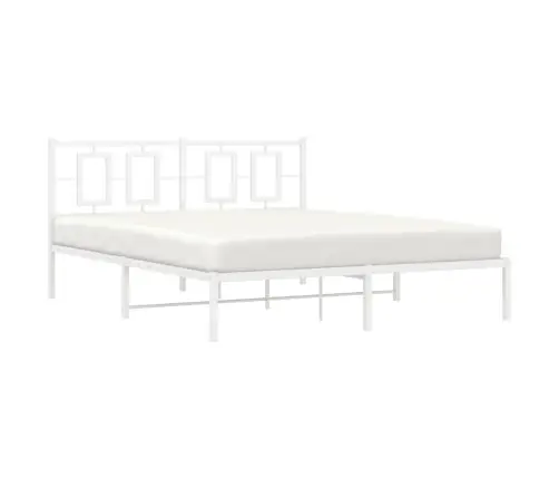 Gultas Rāmis Ar Galvgali, Balts Metāls, 150X200 Cm Vidaxl