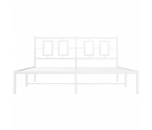 Gultas Rāmis Ar Galvgali, Balts Metāls, 150X200 Cm Vidaxl