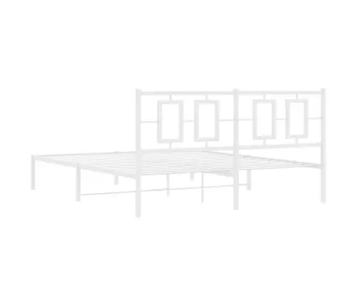 Gultas Rāmis Ar Galvgali, Balts Metāls, 150X200 Cm Vidaxl