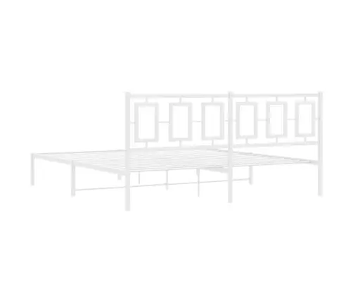 Metalinis Lovos Rėmas Su Galvūgaliu, Baltos Spalvos, 180X200Cm