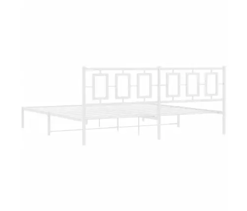 Gultas Rāmis Ar Galvgali, Balts Metāls, 200X200 Cm Vidaxl