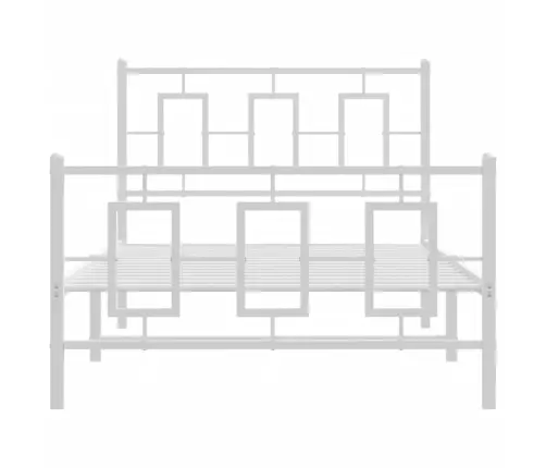 Metallist Voodiraam Peatsi Ja Jalutsiga, Valge, 100X190 Cm