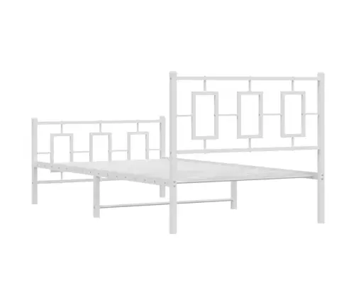 Metallist Voodiraam Peatsi Ja Jalutsiga, Valge, 100X190 Cm