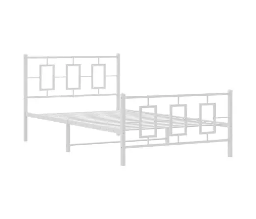 Gultas Rāmis Ar Galvgali Un Kājgali, Balts Metāls, 107X203 Cm Vidaxl