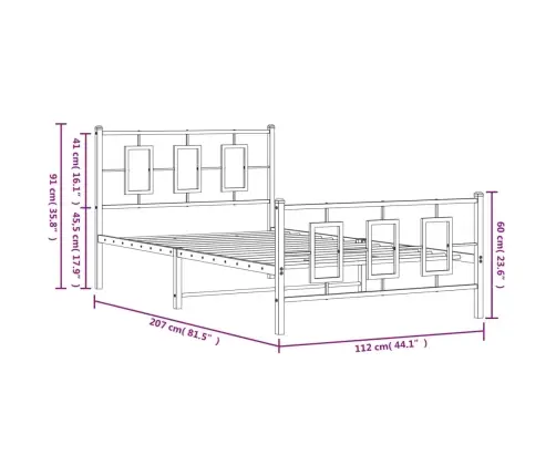 Gultas Rāmis Ar Galvgali Un Kājgali, Balts Metāls, 107X203 Cm Vidaxl